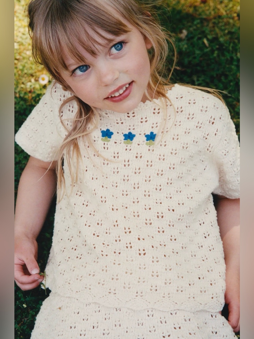 Zara embroidered crochet knit set